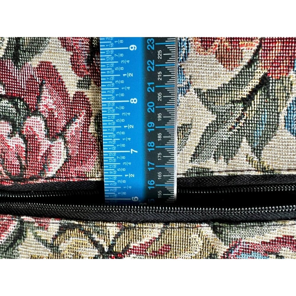 Vintage Floral Tapestry Rolling Shopping Bag 12" x 6.75" x 26.5" Granny Core - Picture 13 of 16